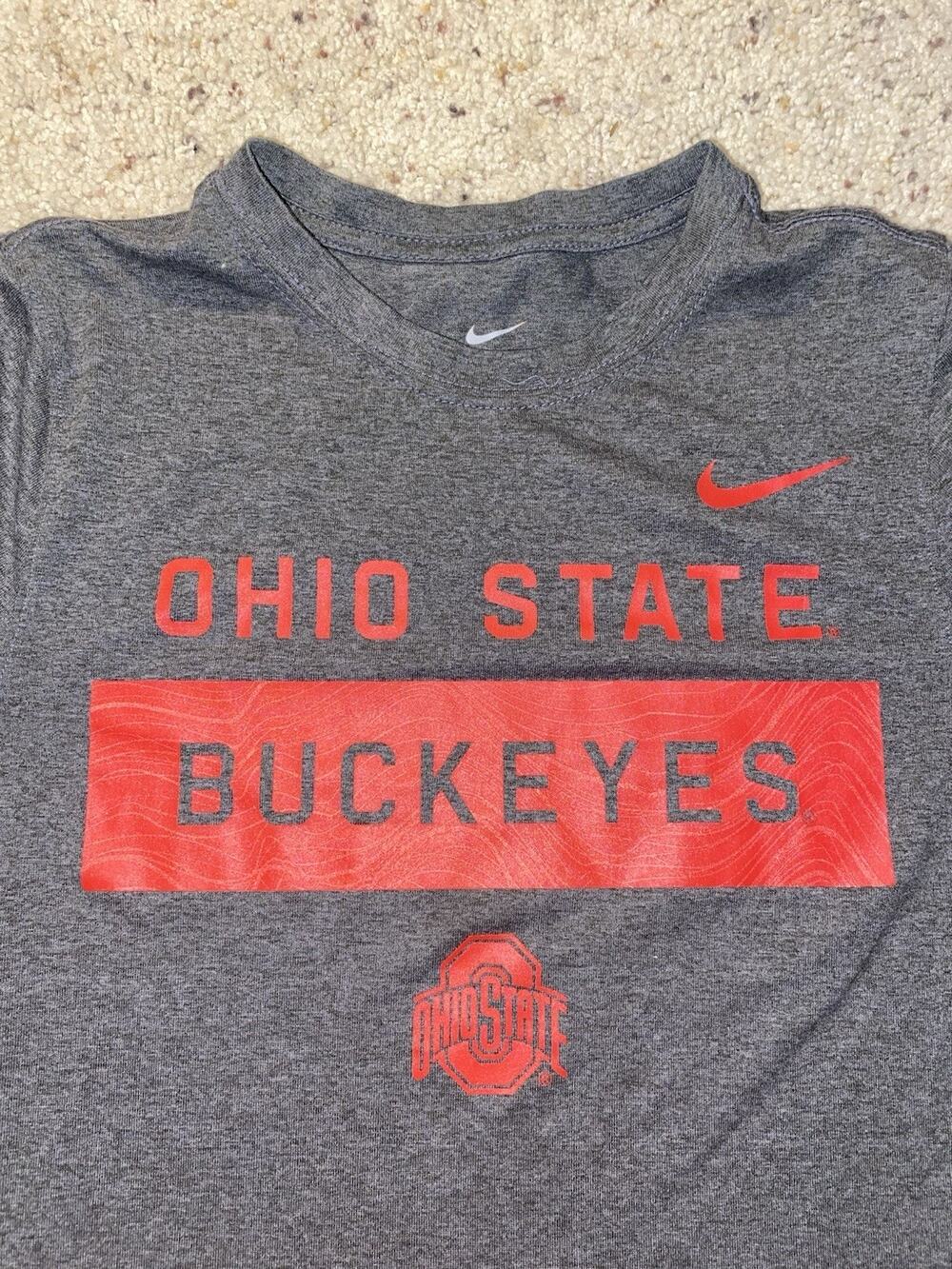 Nike Dri-FIT Mens Medium Ohio State Buckeyes Athletic Fit NCAA Gray Tee Shirt